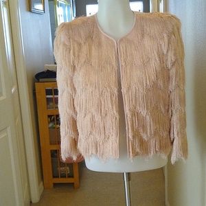 NWT BCBGMAXAZRIA Jaxon Nate bare pink  Fringe Jacket size small